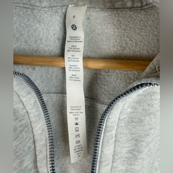Lululemon Scuba Hoodie *Light Cotton Fleece Heathered Silver Lake Slub Size 6 - Picture 8 of 10